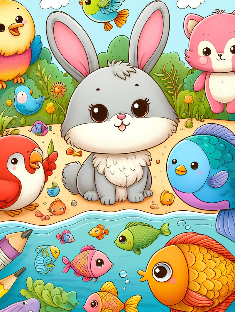 Colorful Creatures: A Coloring Adventure with Animals, Birds and Fishes