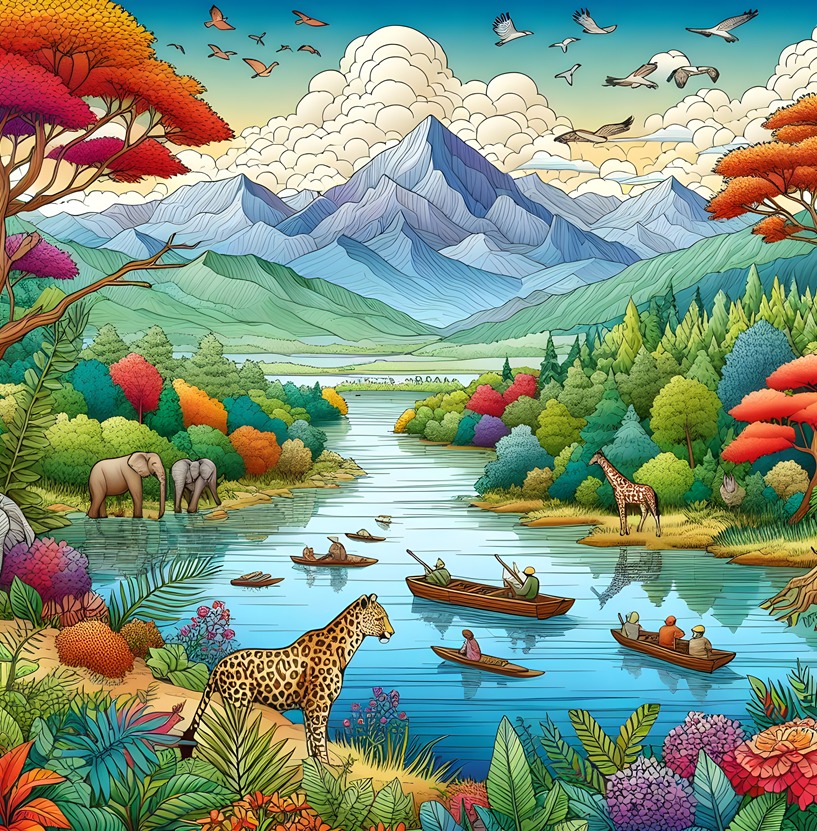 Landscapes Coloring Book: A Coloring Book of Landscapes and Wildlife