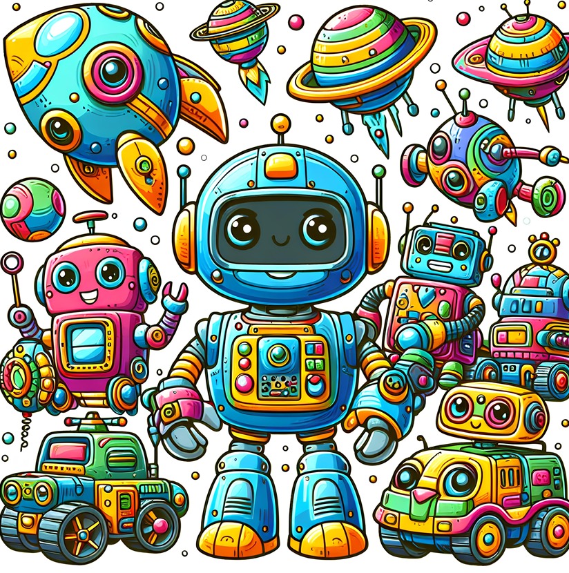 Robot Adventures: Fun and Easy Robot Coloring Book for Kids