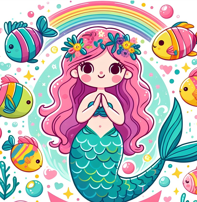 Mermaid Magic: A Coloring Adventure Under the Sea with Mermaids