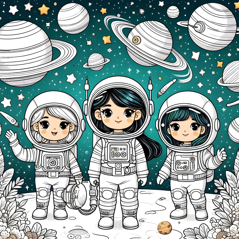 Space Adventure: A Coloring Book for Kids with Planets, Astronauts, Aliens and More!