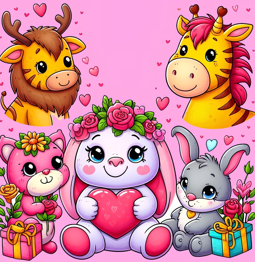 Animals Valentine: A Valentine’s Day Coloring Book for Toddlers between Cute Animals