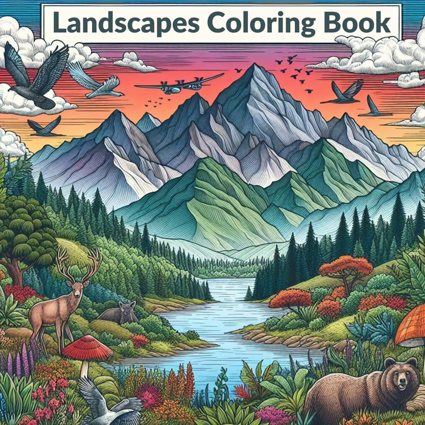 Landscapes Coloring Book: A Coloring Book of Landscapes and Wildlife