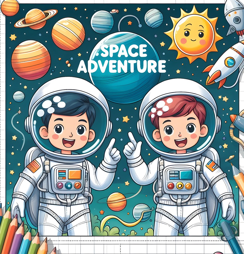 Space Adventure: A Coloring Book for Kids with Planets, Astronauts, Aliens and More!