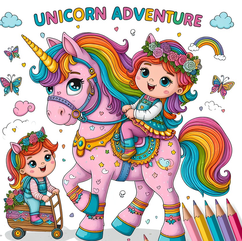 Unicorn Adventure: A Coloring Book of Exciting and Fun Unicorn Pictures