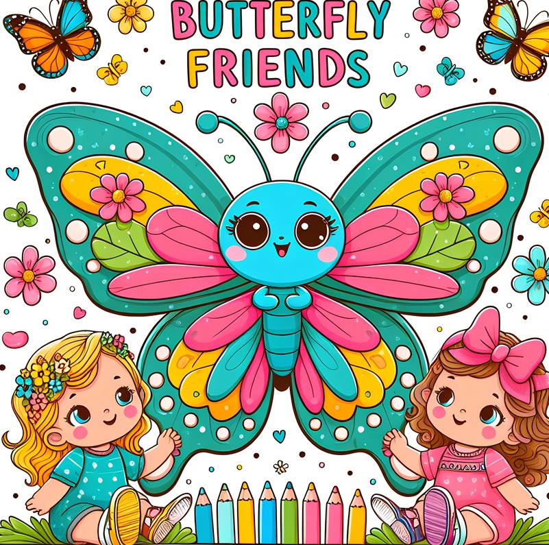 Butterfly Friends: A coloring book with different types of butterflies to color