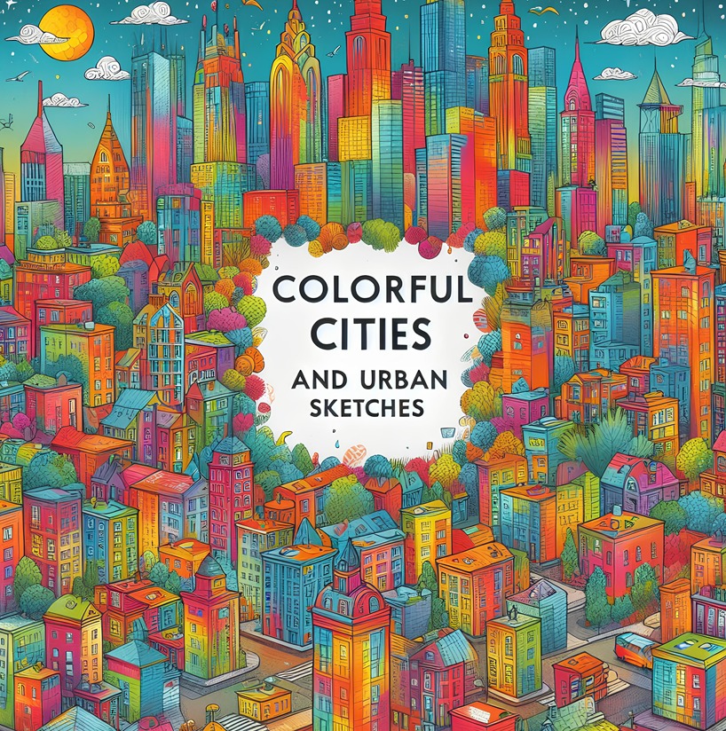 Colorful Cities and Urban Sketches: A Coloring Book of Cities and Scenes