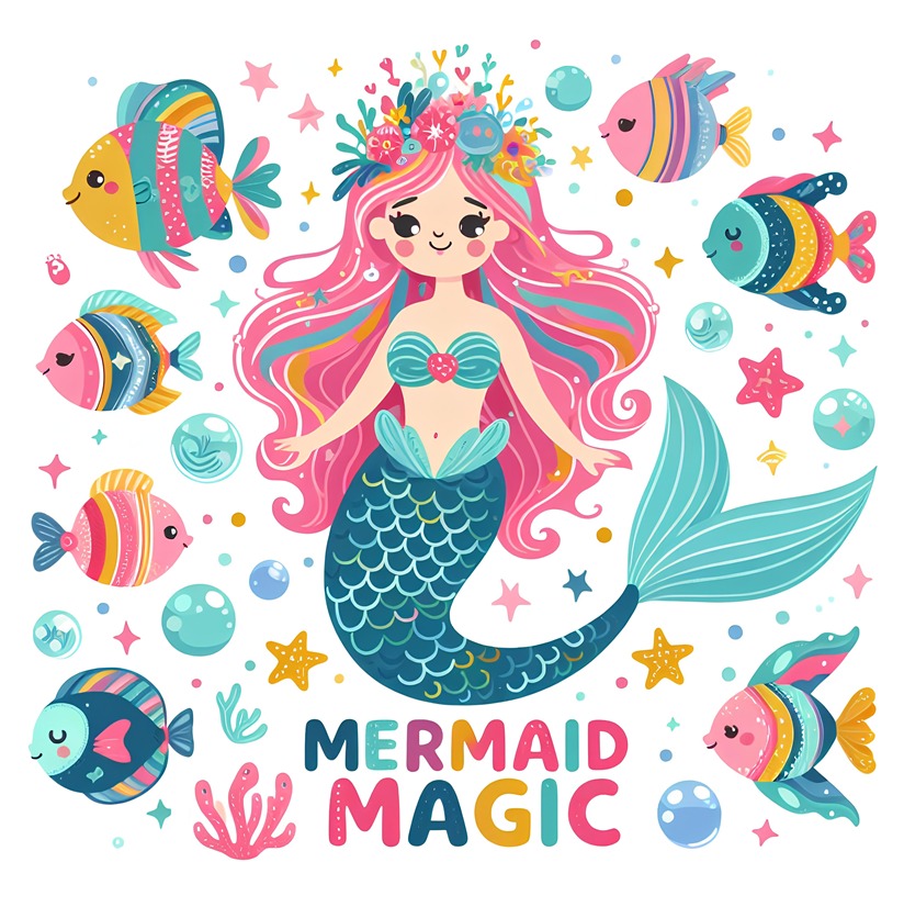 Mermaid Magic: A Coloring Adventure Under the Sea with Mermaids