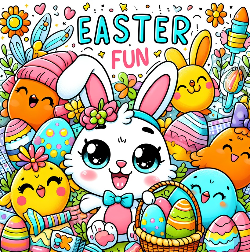 Easter Fun: A Coloring Book of Eggs, Bunnies, and Flowers